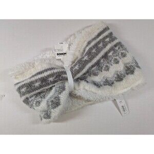 Sonoma Life Style Ivory Silver  Gray Faux Fur Winter Headband Cold Weather NWT